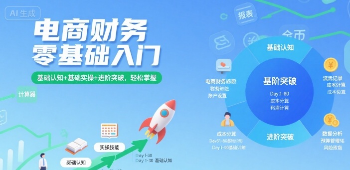 电商财务零基础入门，基础认知+基础实操+进阶突破，轻松掌握-胜利号