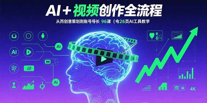 AI+短视频创作全流程：从创意策划到账号增长，96节课(含26项AI工具教学-胜利号