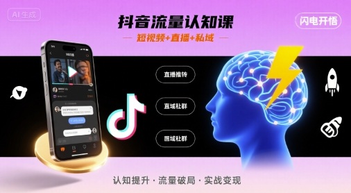 抖音流量认知课，短视频+直播+私域，认知提升，闪电开悟-胜利号