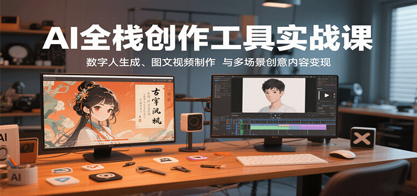 AI全栈创作工具实战课：数字人生成、图文视频制作与多场景创意内容变现-胜利号
