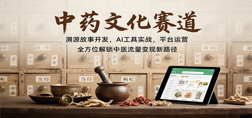 中药文化赛道：溯源故事开发，AI工具实战，平台运营，全方位解锁中医流量变现新路径-胜利号