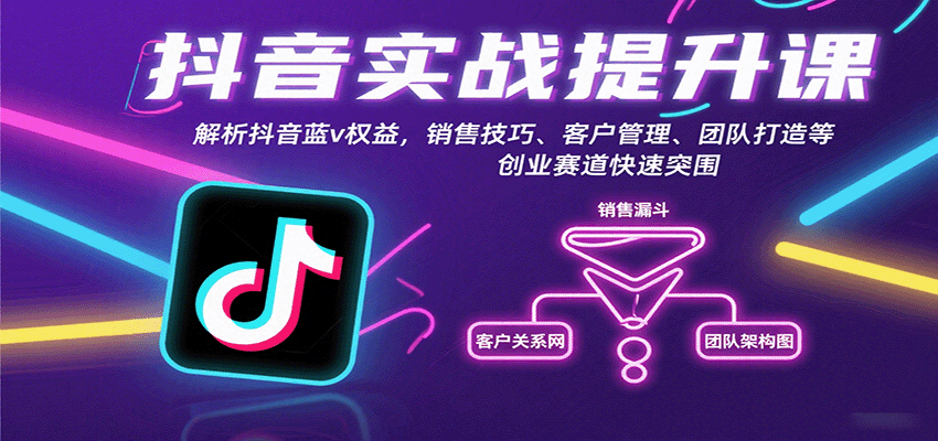 抖音实战提升课：解析抖音蓝v权益，销售技巧、客户管理、团队打造等创业赛道快速突围-胜利号