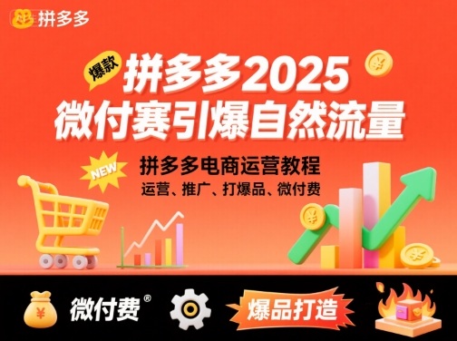 拼多多2025微付赛引爆自然流量，拼多多电商运营教程，运营、推广、打爆品、微付费-胜利号