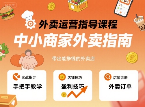 外卖运营指导课程，中小商家外卖指南，手把手带出能挣钱的外卖店-胜利号