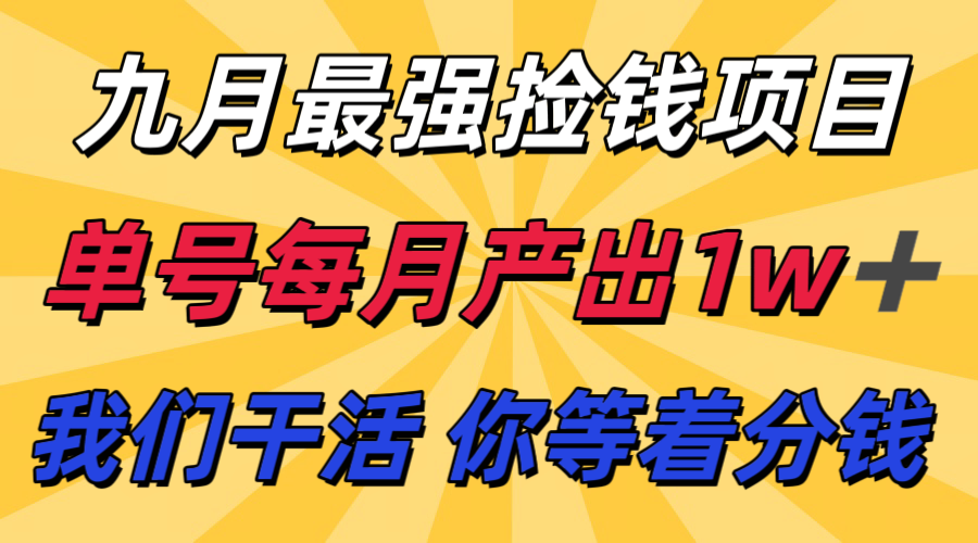 九月最强捡钱项目！ 支付宝分成代运营，我们干活，你分钱！单号月产1w+-胜利号