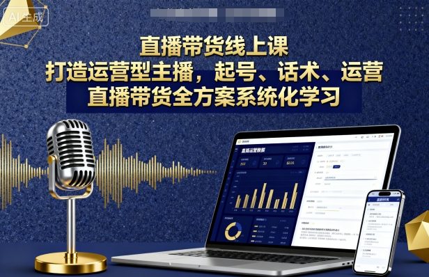 直播带货线上课，打造运营型主播，起号、话术、运营，直播带货全方案系统化学习-胜利号
