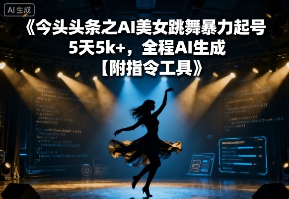 今日头条之AI美女跳舞暴力起号，5天1k+，全程AI生成【附指令工具】-胜利号