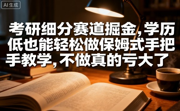 考研细分赛道掘金，日入1k+，学历低也能轻松做保姆式手把手教学，不做真的亏大了【揭秘】-胜利号