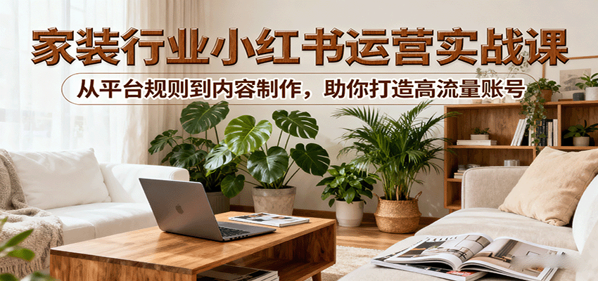 小红书家装行业运营实战课：从平台规则到内容制作，助你打造高流量账号-胜利号