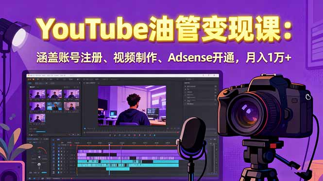 2025YouTube油管变现课：涵盖账号注册、视频制作、Adsense开通，月入1万+-胜利号