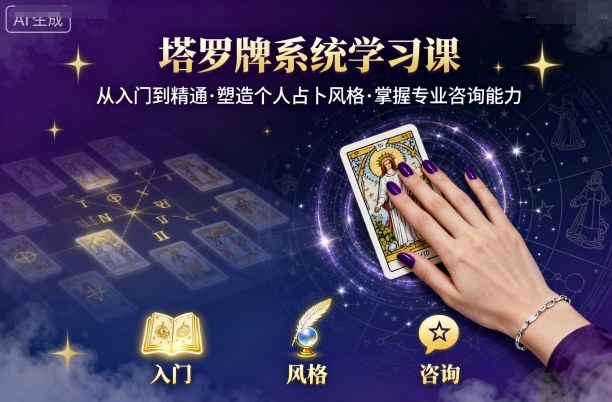 塔罗牌系统学习课，助你从入门到精通，塑造个人占卜风格，掌握专业咨询能力-胜利号