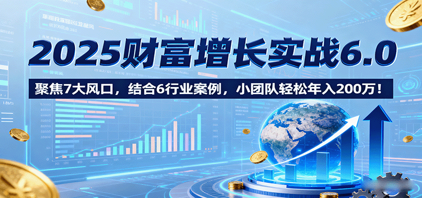 2025财富增长实战6.0，聚焦7大风口，结合6行业案例，小团队轻松年入200万！-胜利号