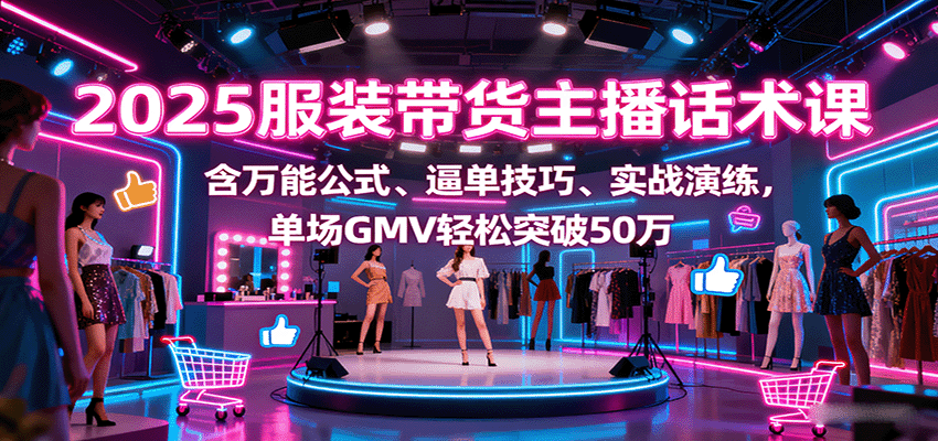 2025服装带货主播话术课，含万能公式、逼单技巧、实战演练，单场GMV轻松突破50万-胜利号