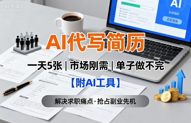 AI代写简历，一天5张，今年找工作难，市场刚需，单子做不完【附AI工具】-胜利号