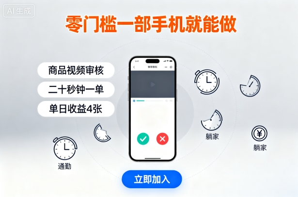 零门槛一部手机就能做，商品视频审核，通勤躺家碎片时间都能做，二十秒钟一单，单日收益4张【揭秘】-胜利号