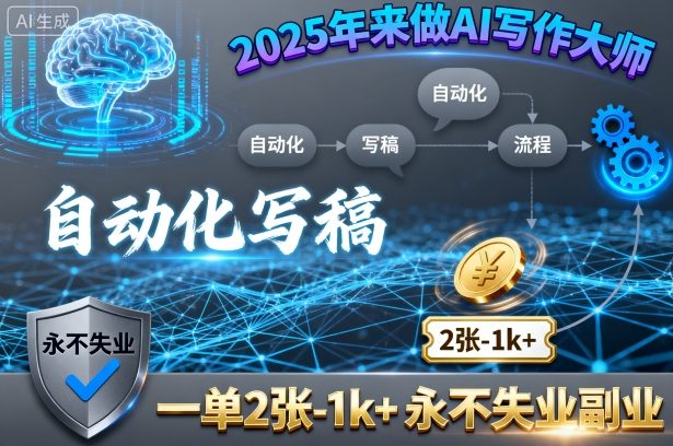 2025年来做AI写作大师，自动化写稿，一单2张-1k+，永不失业副业-胜利号