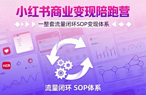 小红书商业变现陪跑营，轻IP矩阵 私域获客 聚光投流，一整套流量闭环SOP变现体系-胜利号