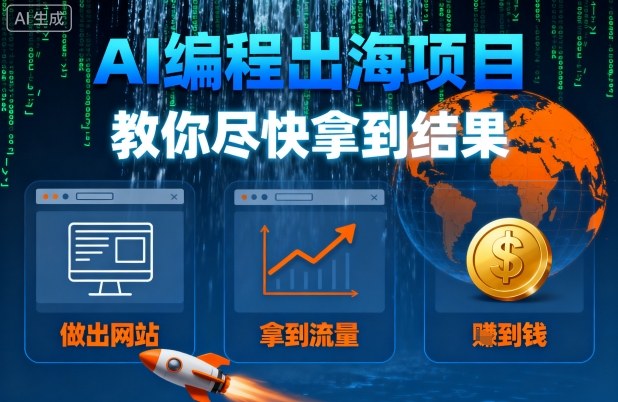 AI编程出海项目，教你尽快拿到结果-做出网站、拿到流量、賺到钱-胜利号