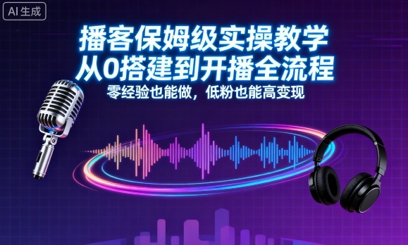 播客保姆级实操教学，从0搭建到开播全流程，零经验也能做，低粉也能高变现-胜利号