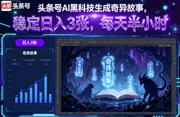 头条号AI黑科技生成奇异故事，稳定日入3张，每天半小时-胜利号