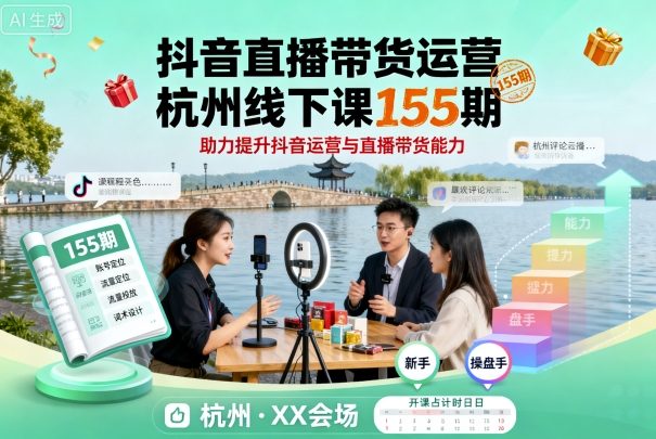 抖音直播带货运营杭州线下课155期，助力提升抖音运营与直播带货能力-胜利号