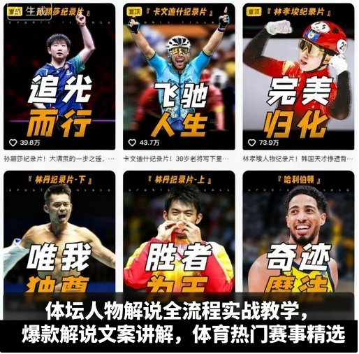 体坛人物解说全流程实战教学，爆款解说文案讲解，体育热门赛事精选-胜利号