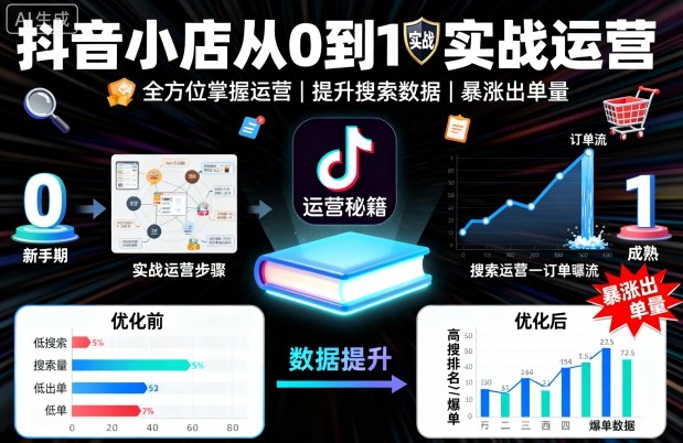 抖音小店从0到1实战运营，帮你全方位掌握小店运营，提升搜索数据与出单量-胜利号