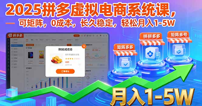 2025拼多多虚拟电商系统课，可矩阵，0成本，长久稳定，轻松月入1-5W-胜利号