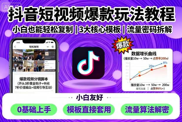 抖音短视频爆款玩法教程，小白也能轻松复制-胜利号