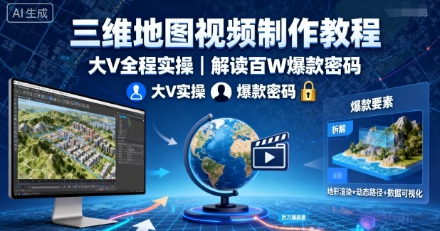 三维地图视频制作教程，大V全程实操，解读百W爆款密码-胜利号